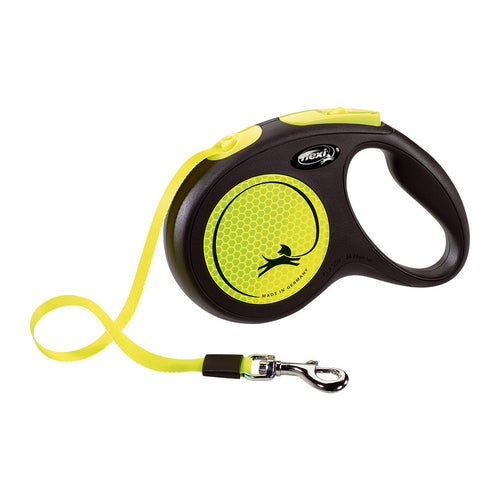 Laisse rétractable chien Flexi New Classic Néon 5 m – Taille S (jusqu’à 15 kg)