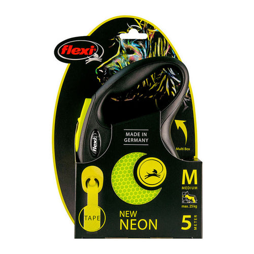 Laisse rétractable chien Flexi New Classic Néon 5 m – Taille S (jusqu’à 15 kg)